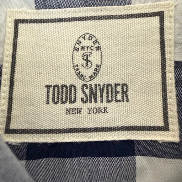 Todd Snyder Men Dress Shirt 16 32/33 Large Blue Plaid Checkered Button Up Cotton - Picture 2 of 9